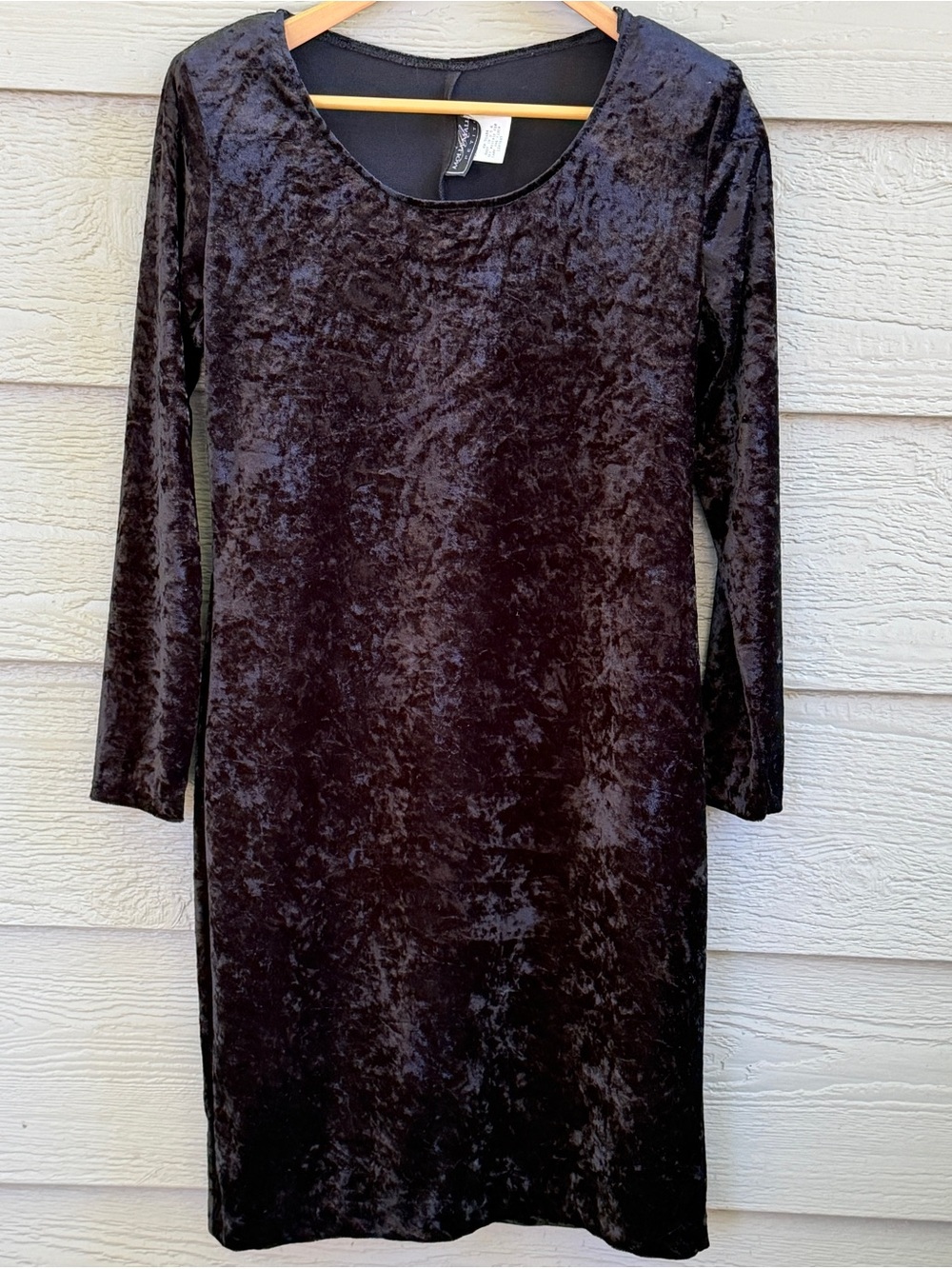 Molly Malloy Vintage Crushed Velvet Black Dress Small Party Body Hugging